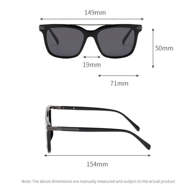 Xiaomi Men Women Square Polarized Sunglasses UV400 Double Bridge Retro Shades Metal Decor Temple for Driving Fishing Travel Outdoor 868