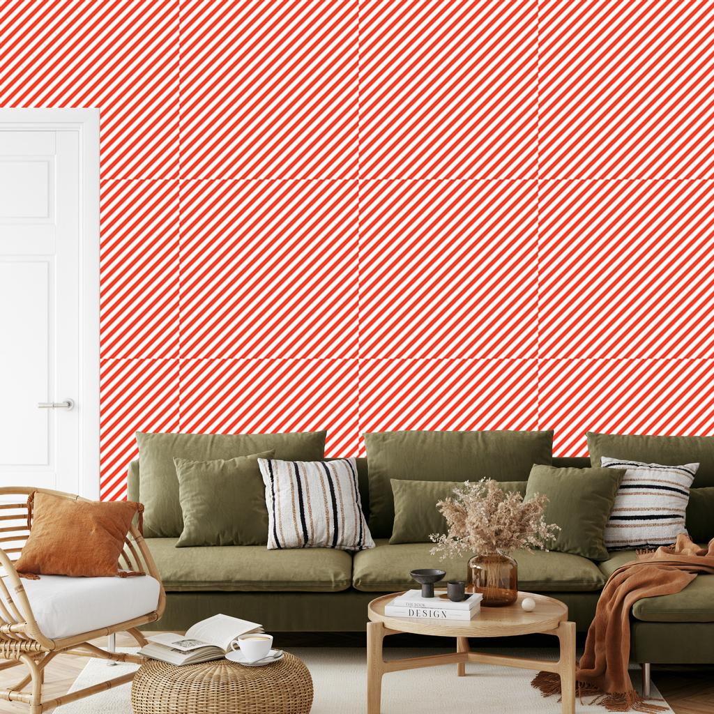 Wallpaper Stripes with a clear detail, coral for the living room and bedroom 50x1000