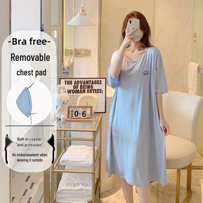 Plus Size Women s Modal Maternity Sleep Dress L синий