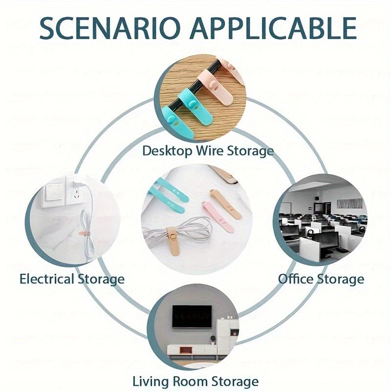 5Pcs Cable Finishing Tape and Storage Box - Cable Management Cable Tie, for Desktop Clean Office Cable Tape, Data Cable Storage Tape