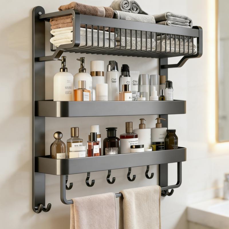 Space Aluminum No-Drill Bathroom Storage Shelf