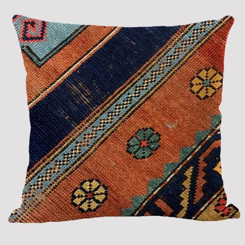 Vintage Kilim Cushion Cover Boho Ethnic Geometric Throw Pillowcase Peach Skin Decorative Pillow For Sofa Living Room Home Decor
