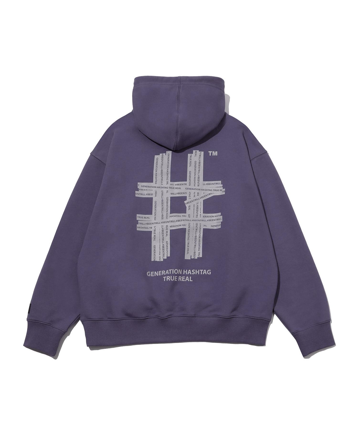 Vintril Reflective Hashtag Oversized Hoodie (Purple) M