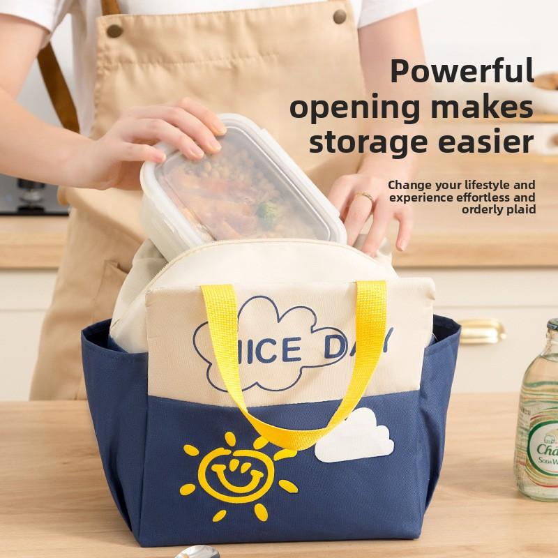 New Thickened Insulated Lunch Bag with Double Side Pockets for Travel, Outdoor Picnic, Office Workers, and Students