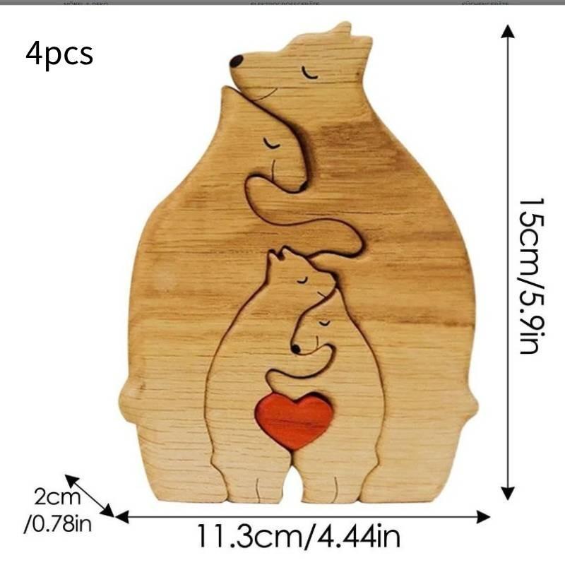 Personalized Bear Hug Garnish Wooden Puzzle Toy Family Bear Educational Xmas Toy