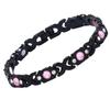 Bracciale Magnetico Europeo e Americano Transfrontaliero con Inlay di Foglie e Diamanti, Rame Rosso Antico, Spazzolato, Regolabile.
