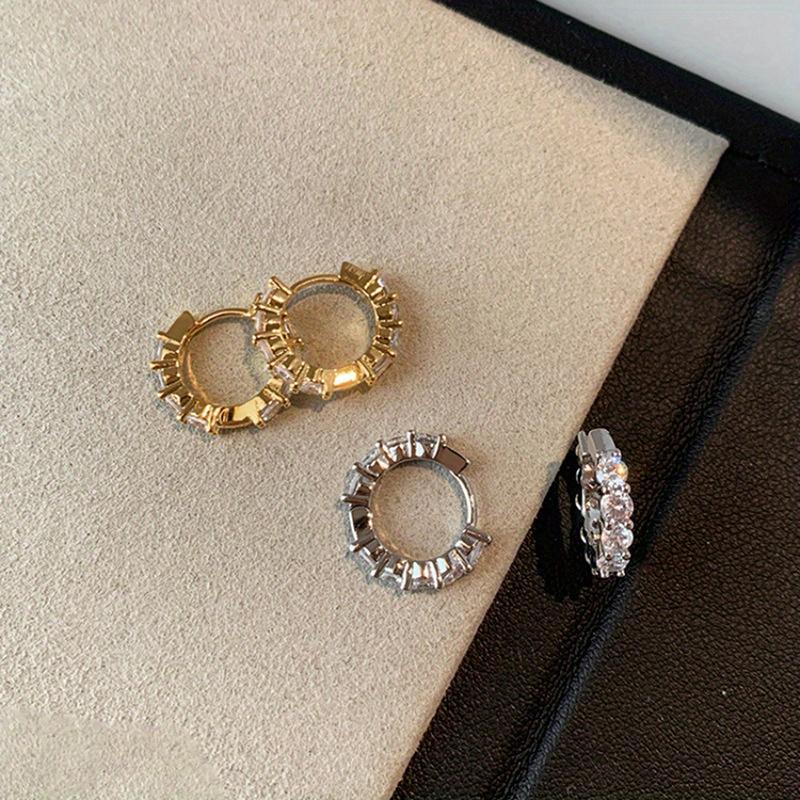1 Pair of Exquisite Earrings Set with Synthetic Zircon Sparkling Jewelry, Stylish Earrings