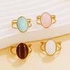 Retro Geometric Gemstone Rings: Stainless Steel, Multiple Colors, Resin Stone, Titanium Steel