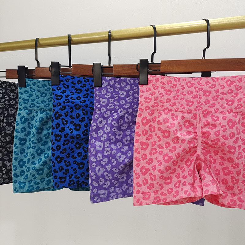 Leopard Print Peach High Waist Yoga Shorts - Quick Dry, Stretchy Hot Pants for Women