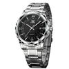 Men's Quartz Watch Stylish Fashion Classic Stainless Steel Date Waterproof Luminous School Company Black