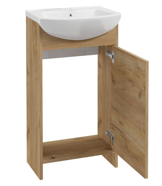 Szafka łazienkowa Frigo dąb złoty z umywalką 45 cm