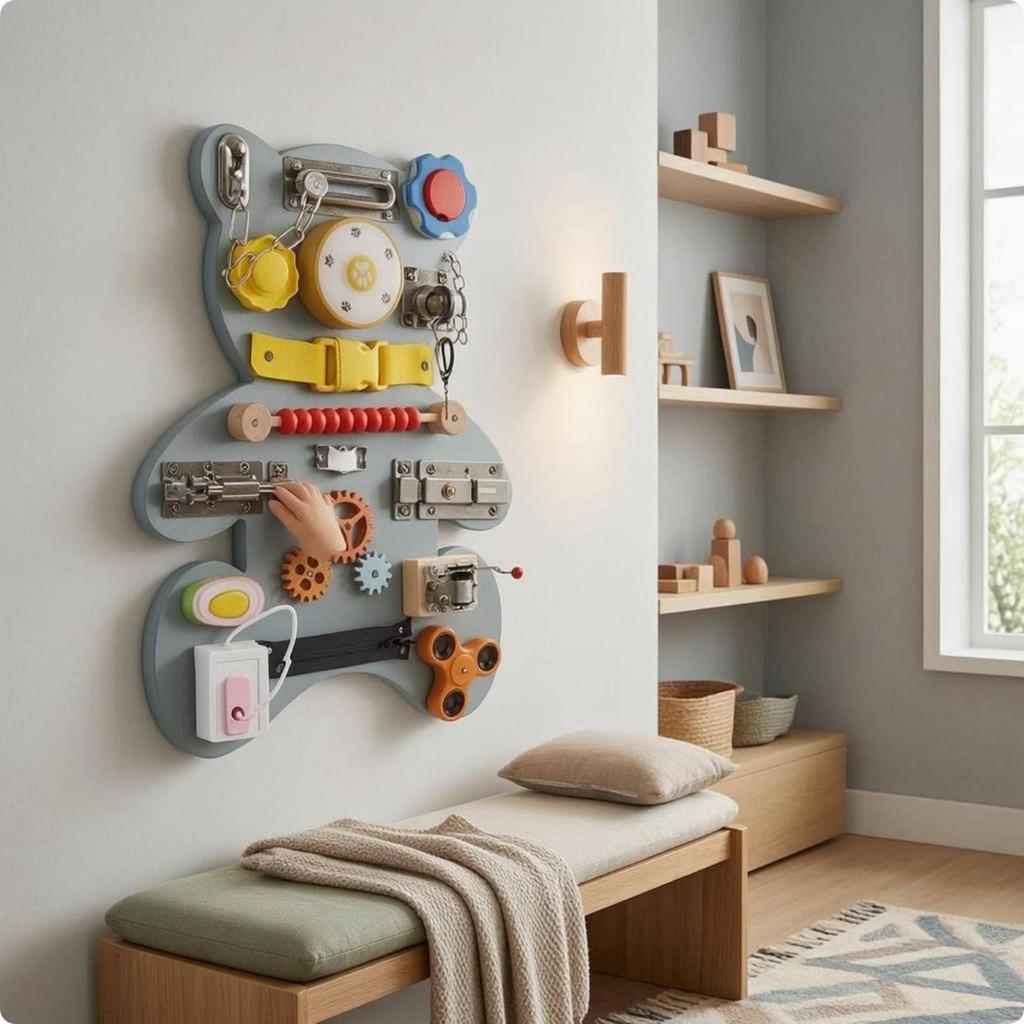Wooden Wall Busy Board Cognitive Play Animal-Themed Learning