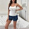 European American Cross-Border Women's Moon Print Sleeveless Pajama Set with Shorts