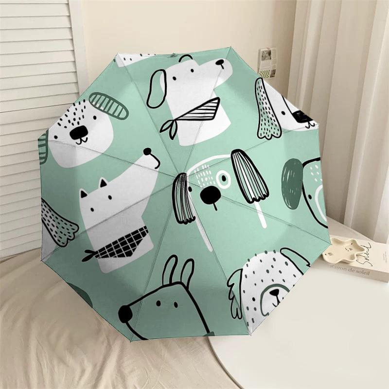 

1 шт. Зонт с рисунком собаки - 8 ребер, усиленный, автоматическое открытие, легкий и прочный, милый модный аксессуар для улицы, пляжа или повседневного использования, пляжный зонт