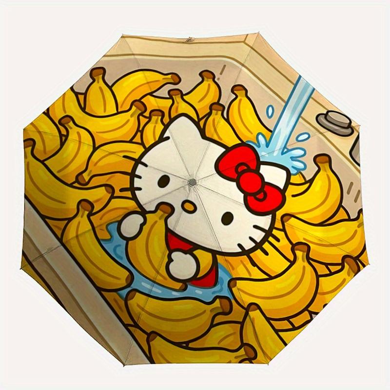 

1pc Hello Kitty Banana Automatic Open/close Folding Portable Umbrella with 8-Rib Structure for Women/Men, All-Season Use a0901096