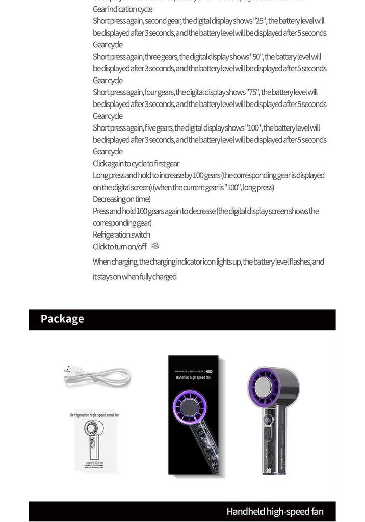 2026 Model Handheld USB Mini Fan with 100 Speeds and Semiconductor Refrigeration