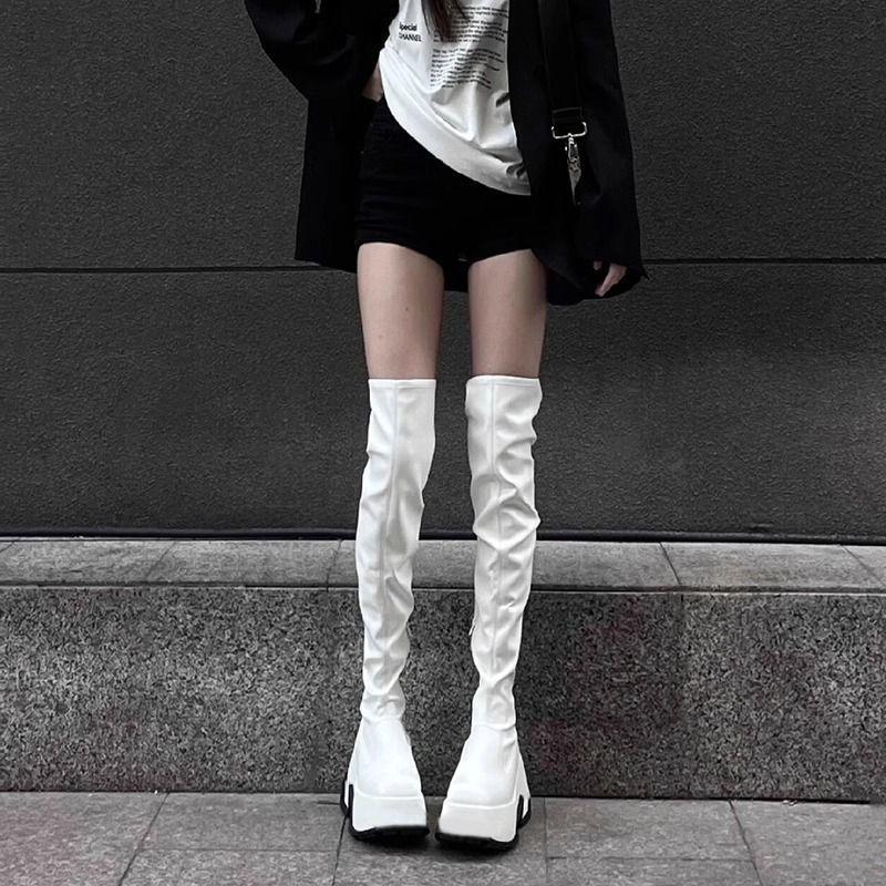 

Водонепроницаемые ботфорты для женской зимы 2025 года, новые, с квадратным носком, на высоком каблуке, рыцарские ботинки, универсальные эластичные ботинки на толстой подошве 40