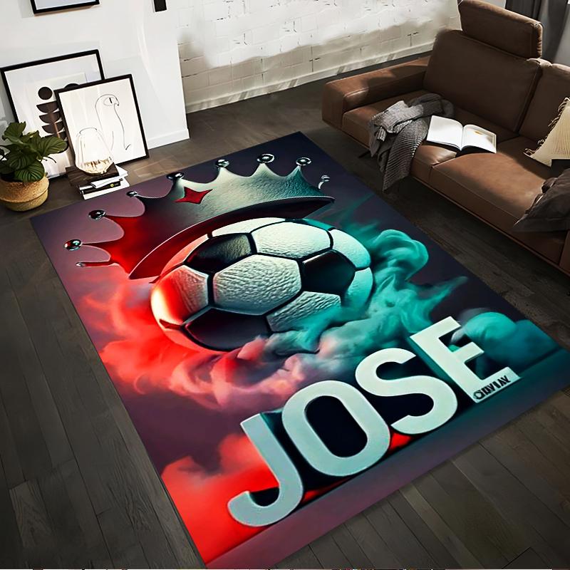 

Crown and Soccer Ball Printed Carpet with JOSE Text Design Rug Suitable for use as an anti-slip for living room bedroom sofas 40x60cm( 15x23in )