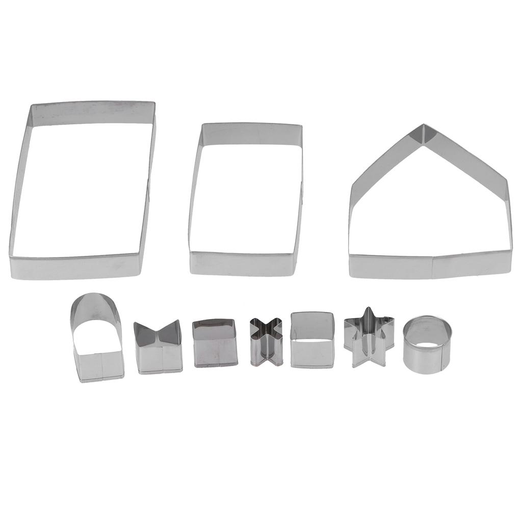 10Pcs/Set Stainless Steel Cookies Mold Cutter Set DIY Christmas House Mold Baking Tool