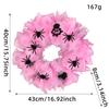 Halloween Pink Mesh Spider Wreath Door Hanging Festival Decoration Wreath Party Atmosphere Decoration Props