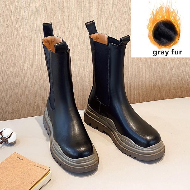 

Fashion Women Chelsea Boots Genuine Leather Fall/Winter 2025 New Cigarette Boots Women British Style Platform Large Size Women Booties 44