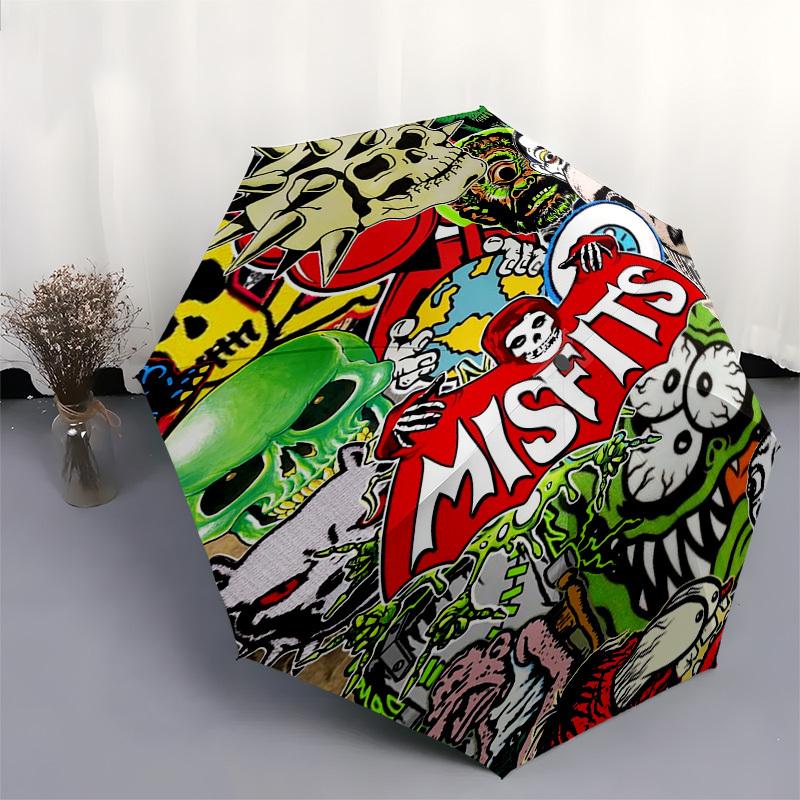 1pc Misfits Horror Automatic Open, Windproof, Compact Travel Umbrella, Gift for Birthday, Christmas, Business 93031