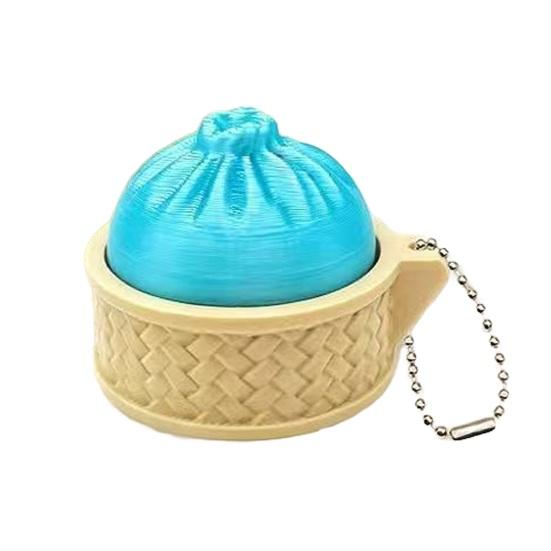 

3D Printed Dumpling Squeeze Toy Keychain, Dumpling Stress Balls with Steamer, Cute Anxiety Relief Toy, Soft Squeeze Decompression Dough, Simulation