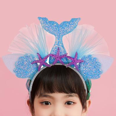 Hairband Mermaid Tail Style High Elasticity Accessories for Sequin Fish Non-Deformed Headband Tail Hair Girls