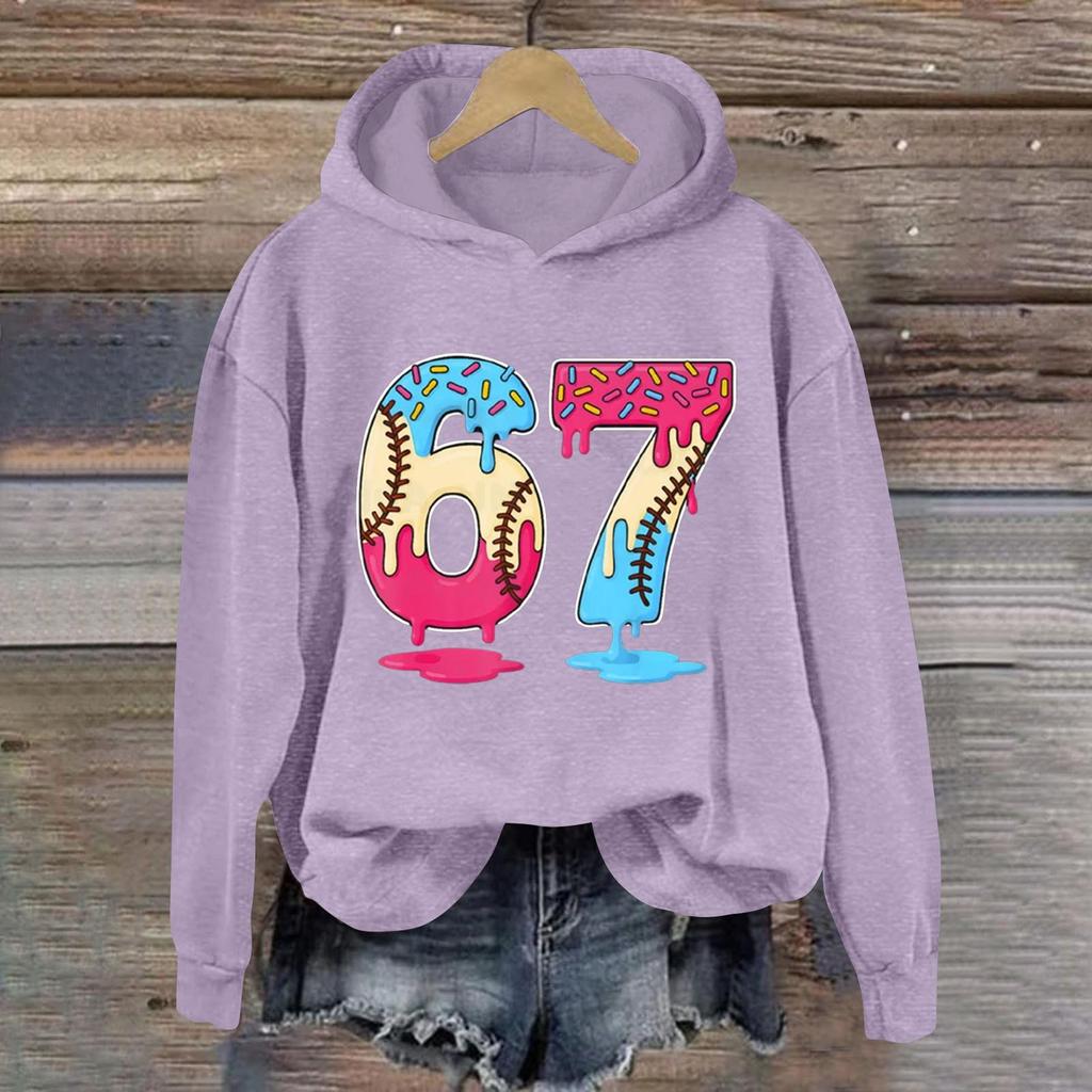 Women's Fashionable Casual Long-Sleeved Printed Hooded Sweatshirt