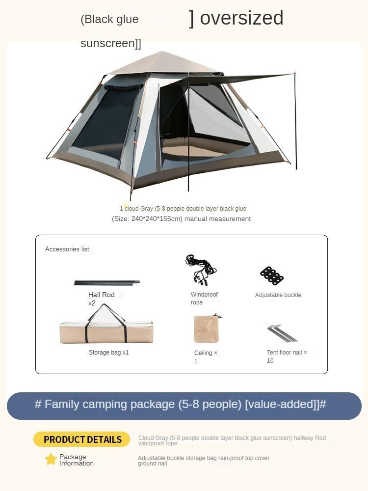 Outdoor Automatic Thickened Quickly Open Windproof Storm Park Tent Outdoor Camping Portable Foldable Tent Sun Protection