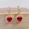 Luxury Heart Cubic Zirconia Drop Earrings for Women New Gold Color Buckle Earring Fashion Jewelry Wedding Accessories