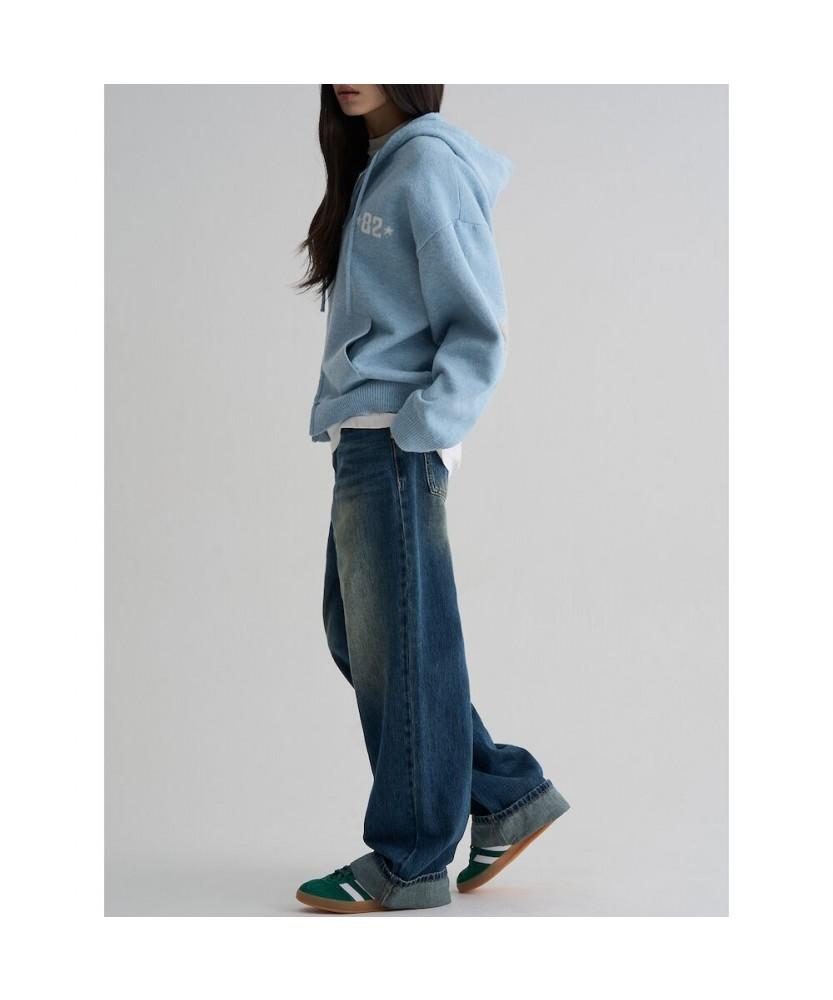 8Seconds Embroidered Point Hooded Cardigan Sky Blue