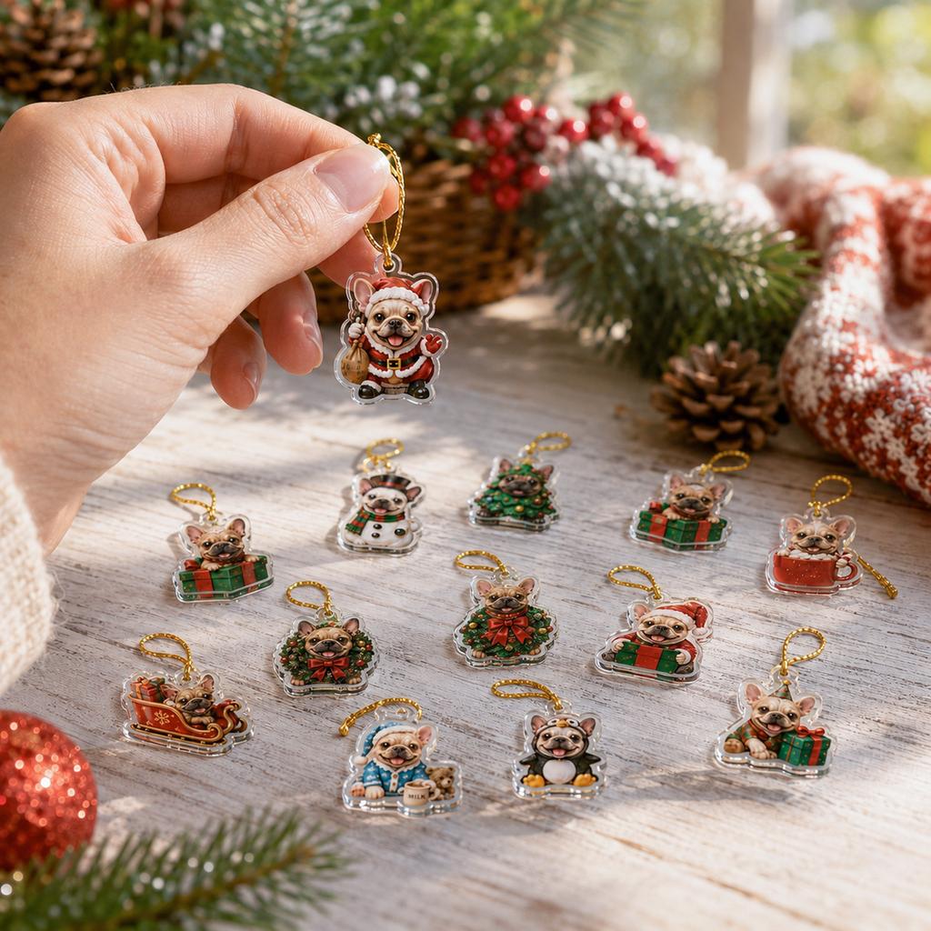 2D Acrylic Advent Calendar Hanging Ornaments for Christmas Countdown