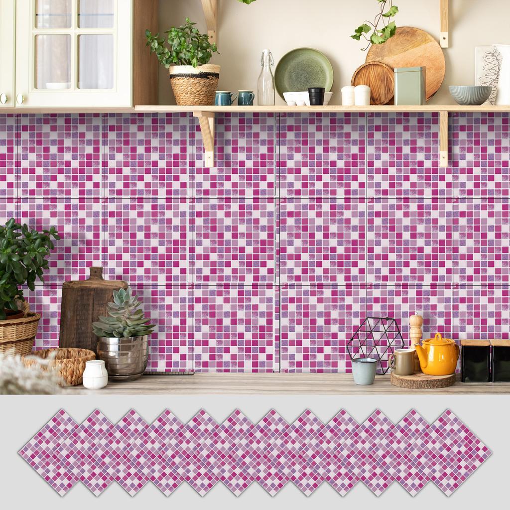 12 Self-adhesive Kitchen Waterproof and Oil-proof Wall Stickers, Bathroom Wall Decoration Renovation, Beautification Strong Wallpaper Stickers