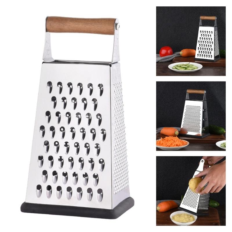 Professional Cheese Grater,Stainless Steels Metal Box Grater with Handle,4 Side Handheld Kitchen Food Shredders Potato