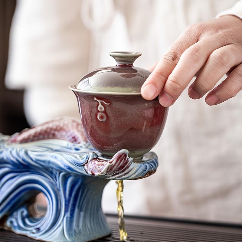 1 Set Of Kiln Ceramic Tea Set Dragon Semi-automatic Tea Set Lazy Tea Set Rotating Tea Set With Tray Chinese Kung Fu Tea Set Home Living Room Office Re