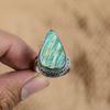 925 Silver Amazonite Gemstone Artisan Vintage Wife Anniversary Ring Size 8.25