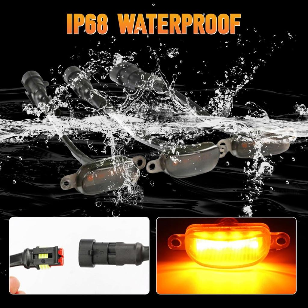 MACHSWON 3pcs LED Front Grille Marker Lights,Compatible with Ford F-150 Raptor 2004-2019,Compatible with Dodge Ram 1500 2013-2018 Aftermarket Grilles