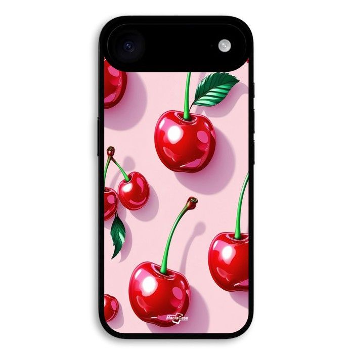 Coque Pour iPhone 17 Air Cerise rouge fond rose