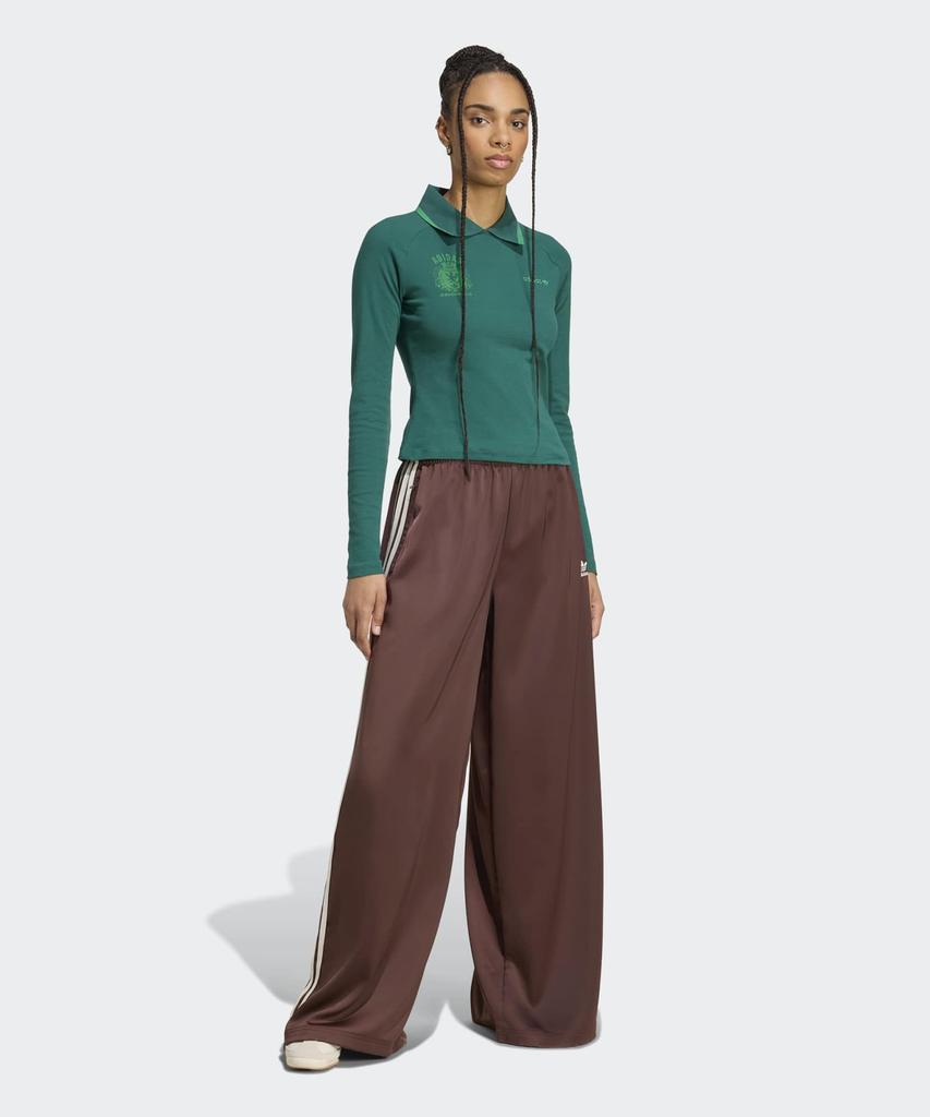 adidas Satin Wide Leg Track Pants - Brown:Cream White / Kd2541