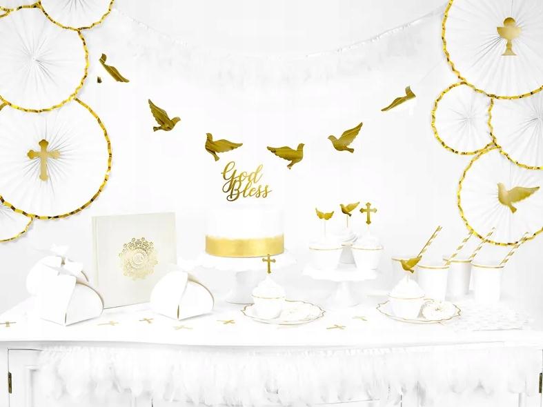 Communion Napkins White Gold Ornament Holy Communion Cross 33X33Cm 20 Pcs