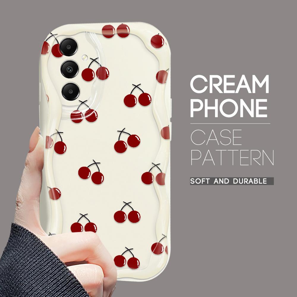 Cute Cartoon Pattern Cream Texture Casing Wavy Edge Soft Silicone Cover Phone Case for Samsung
