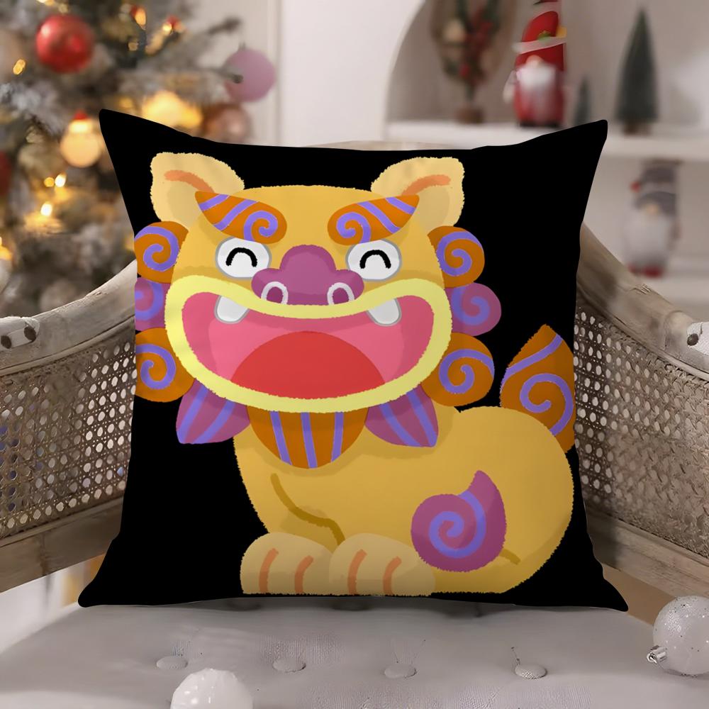 Japanese Traditional Shrine Ritual Prints Pillow Case Comfort Sofa Bed Silky Elegant Invisible Zipper Decorative Cushion Cover