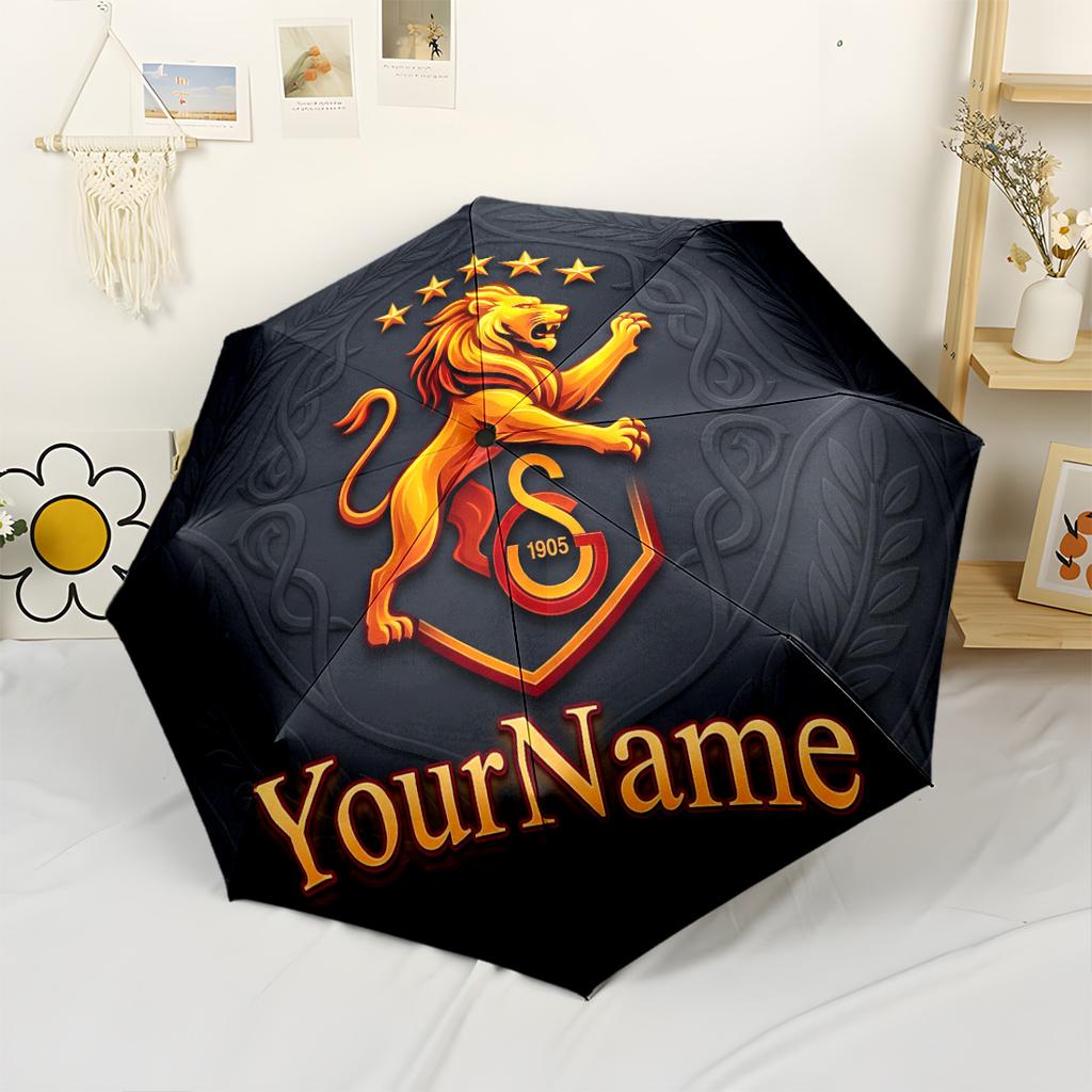 Galatasaray1 Customize Your Name Umbrella Automatic Umbrella Retractable Design with 8-Rib Durability Foldable Design All-Season Umbrella for Travel