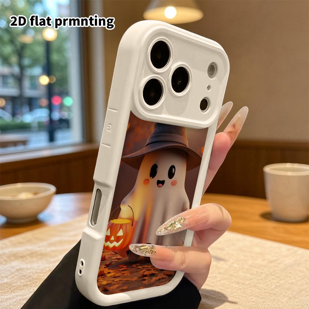 Phone case: 2D flat, suitable for iPhone 18 17 16 15 14 13 Pro protective case, cute little ghost, perfect Christmas and Halloween holiday gift