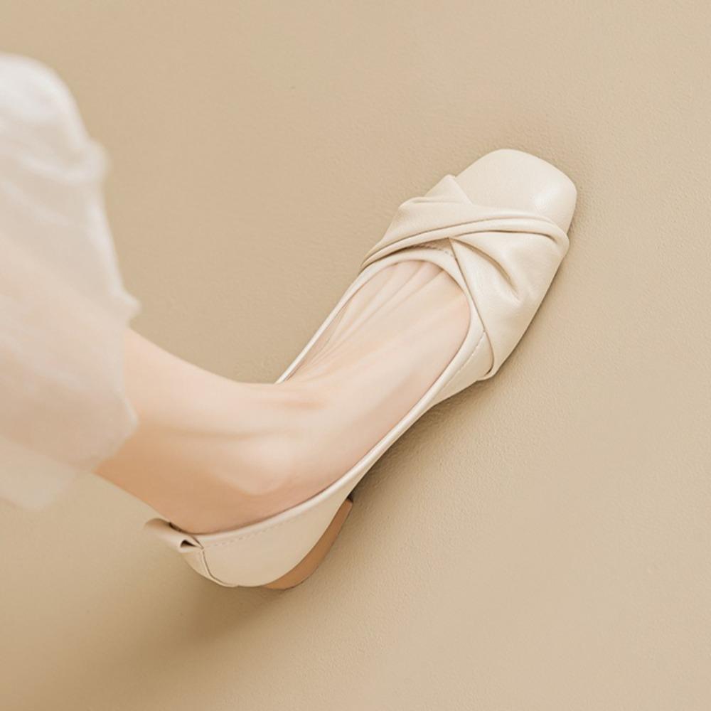 Schuhe für Damen Dicke Absätze Einzelne Schuhe Damenweite Absätze Sommer Flache Öffnung Niedriger Absatz Weiche Sohle Große Größen Damenschuhe