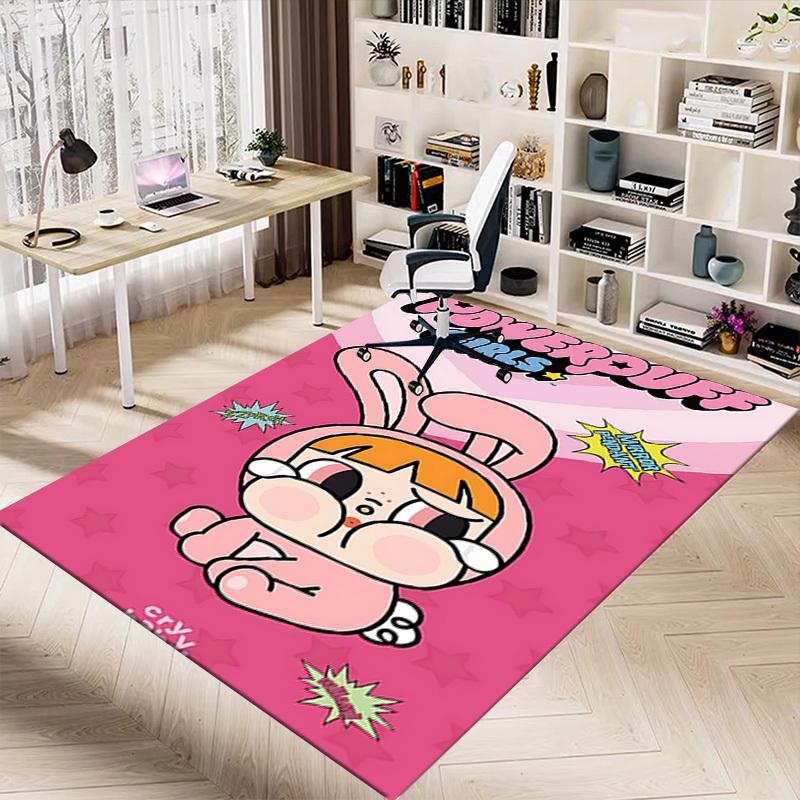 1pc Powerpuff Girls Carpet Anti Slip Polyester Floor Mat for office,Bedroom