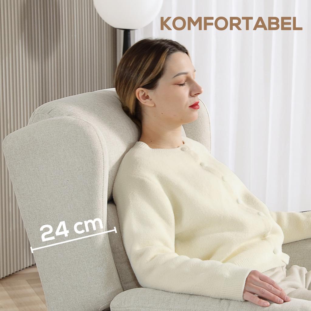 Recliner, Adjustable Upholstered Chair with Footrest, Reclines 160 degrees, Linen Look, Quick Assembly, Beige