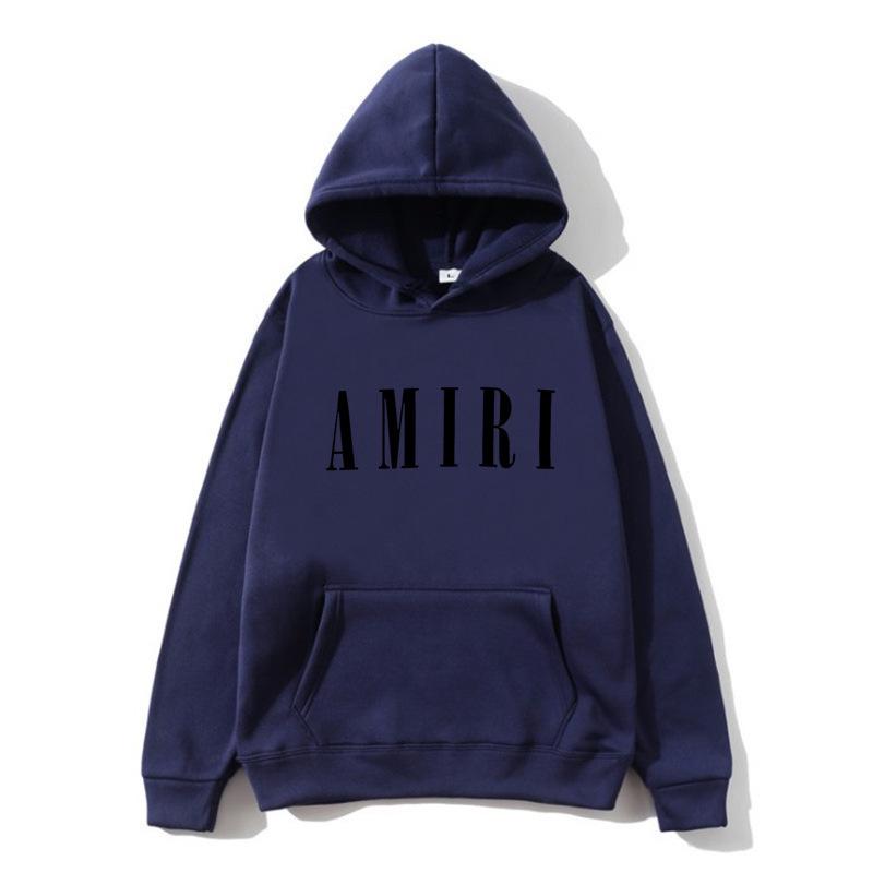 Autumn Winter Fleece Men's Amiri Hooded Loose Fit Trendy Brand Hoodie