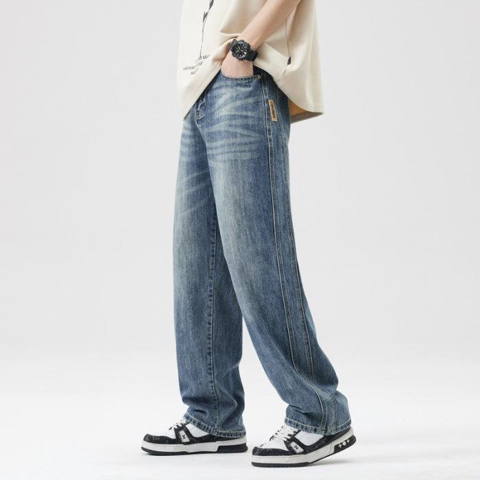 

Spring and Summer Loose Straight High Street Retro Jeans Men s Wide-leg Pants Trousers 28